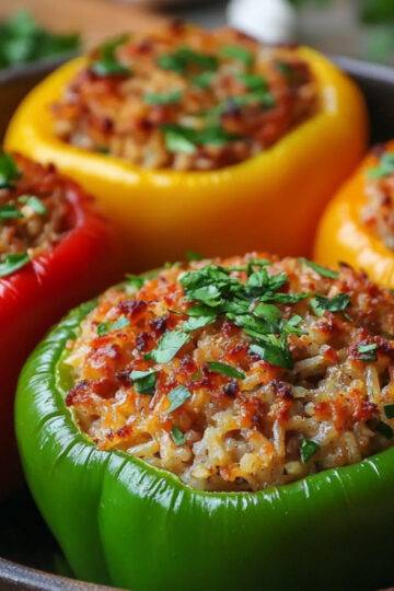 Gefüllte Paprika mit Reis und Hackfleisch