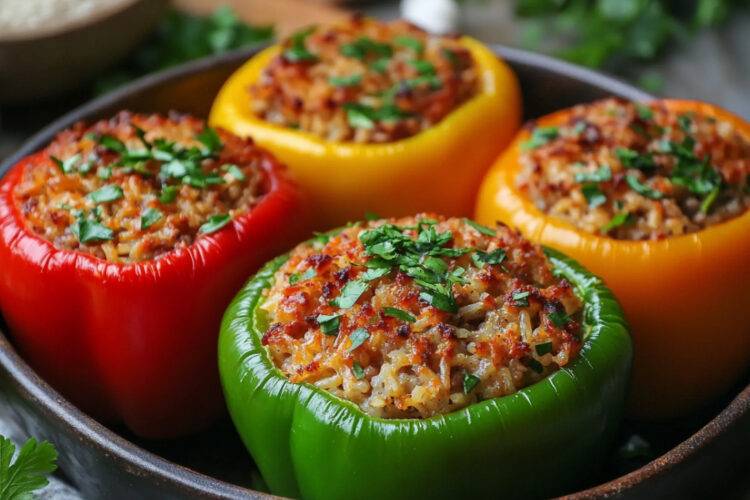 Gefüllte Paprika mit Reis und Hackfleisch