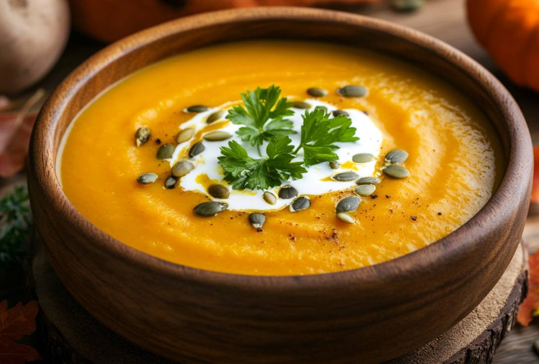 Kürbissuppe mit Karotten und Kartoffeln