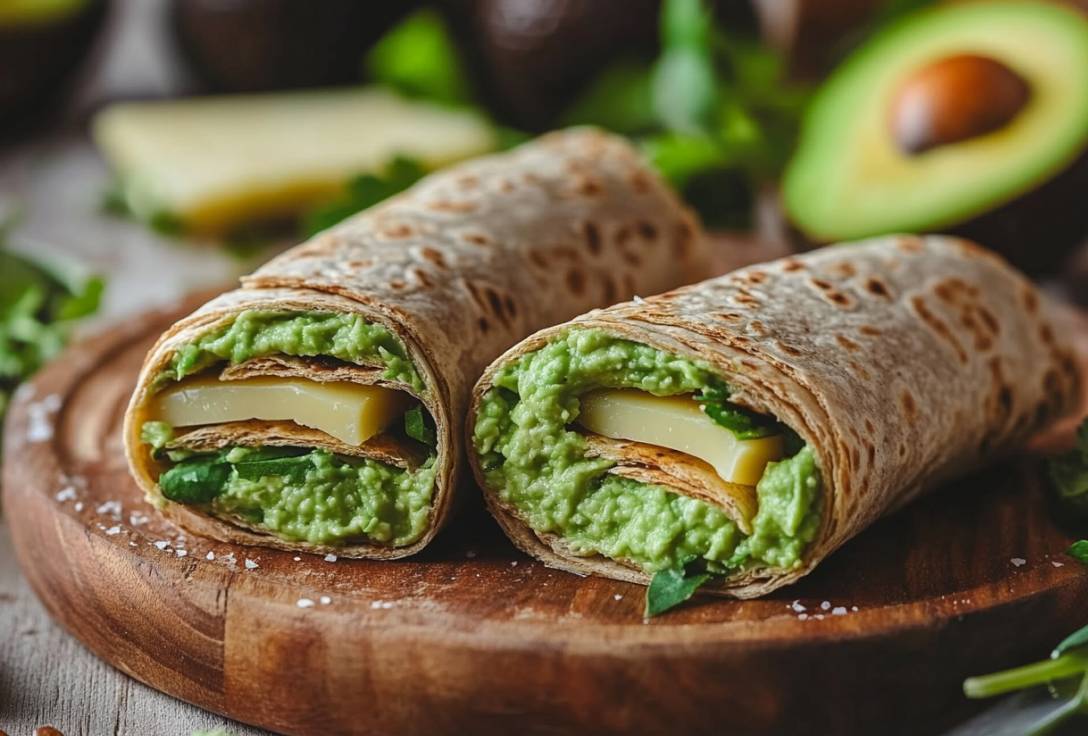 Mini-Vollkornwraps mit Avocado und mildem Käse