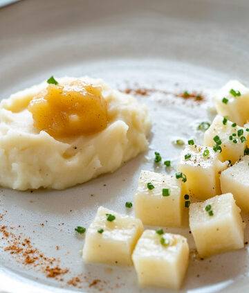 Kohlrabi mit Kartoffelpüree und Apfelmuss