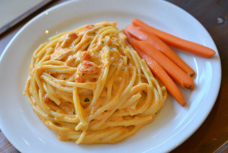 Pasta mit cremeiger Kürbis Tomaten Sauce