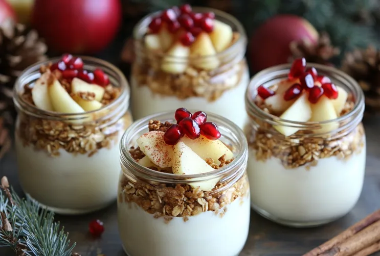 Weihnachtliche Joghurtbecher mit Granola