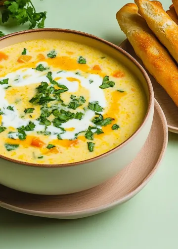 Gemüsesuppe mit Brotsticks