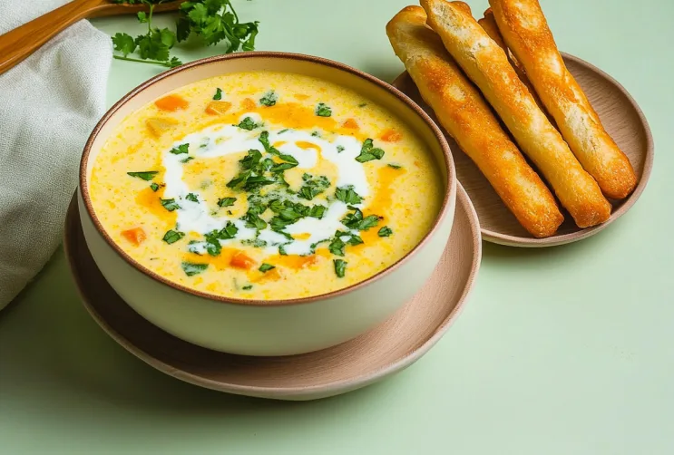 Gemüsesuppe mit Brotsticks