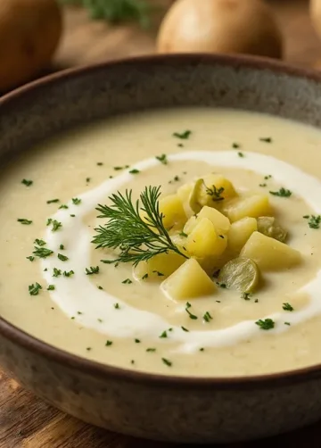 Herzhafte Gewürzgurken-Kartoffelsuppe