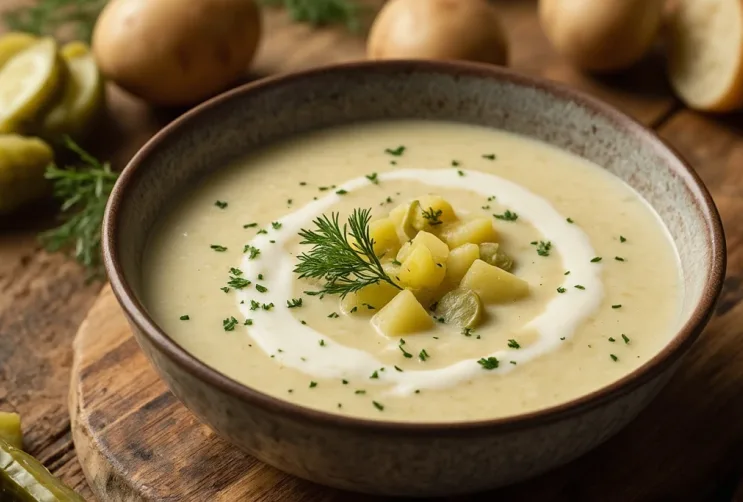 Herzhafte Gewürzgurken-Kartoffelsuppe