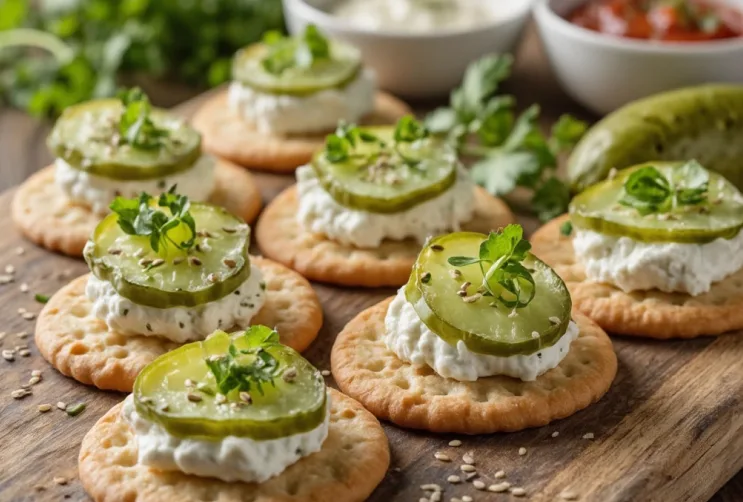 Knusprige Gewürzgurken-Cracker-Häppchen