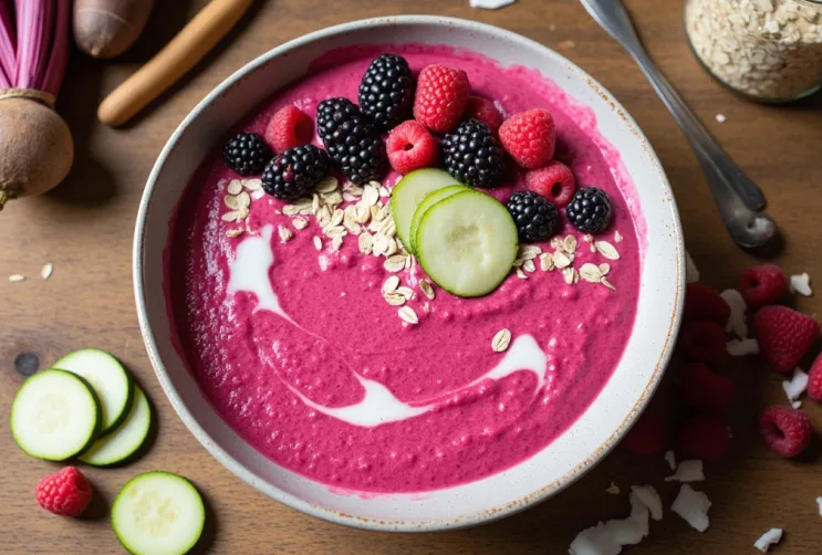 Hafer-Rote-Bete-Porridge mit mildem Zucchini-Mus