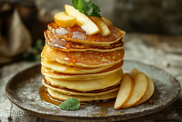 Apfelpfannkuchen mit Zimt und Honig