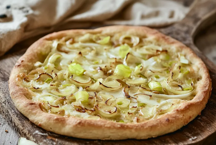 Flammkuchen mit Lauch und Schmand