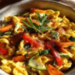 Herzhafte Gemüsepfanne mit Spätzle