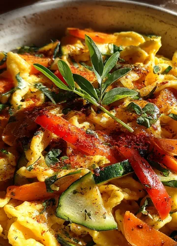 Herzhafte Gemüsepfanne mit Spätzle