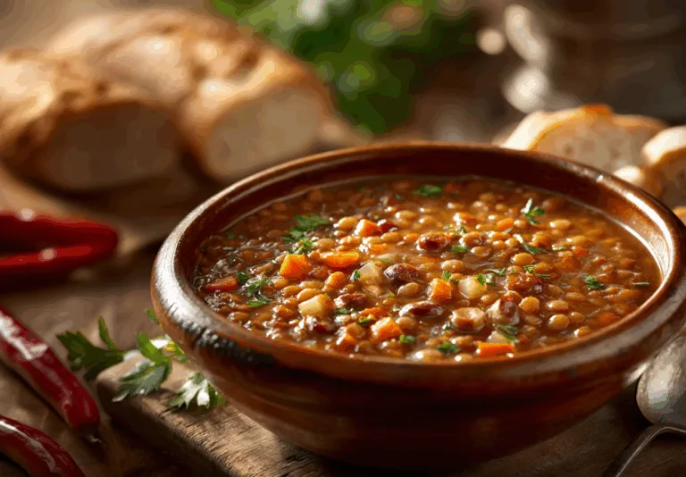 Herbstlicher Linseneintopf mit Maronen