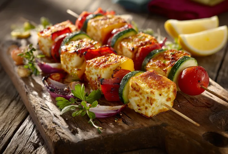 Halloumi-Gemüse-Spieße (Heißluftfritteuse)