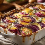 Rote-Bete-Kartoffel-Gratin mit Ziegenkäse