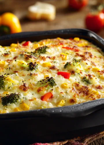 One-Pot-Wunder: Reis-Gemüse-Auflauf mit Käse-Kruste aus der Heißluftfritteuse