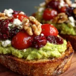 Avocado-Toast mit Feta, Cherrytomaten und Cranberries