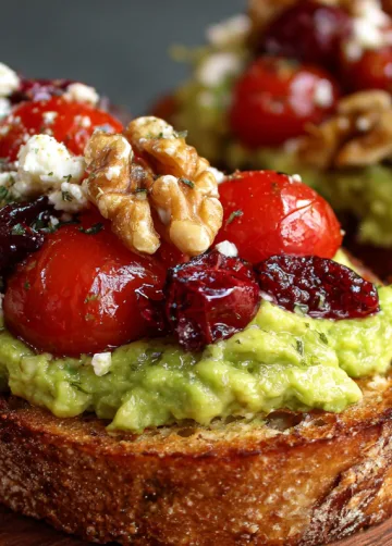 Avocado-Toast mit Feta, Cherrytomaten und Cranberries