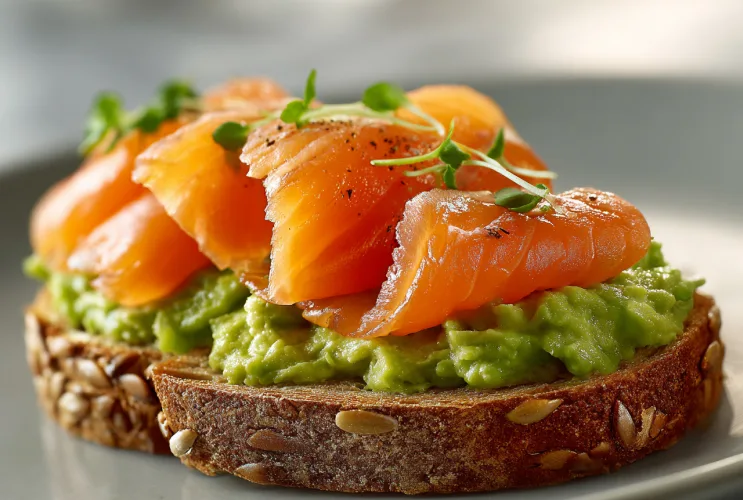 Avocado-Toast mit geräuchertem Lachs