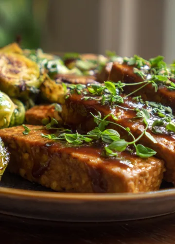 Tempeh mit karamellisierten Rosenkohl