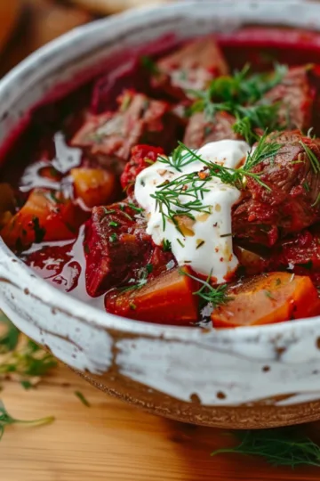 Rote-Bete-Eintopf mit Rindfleisch und Kartoffeln
