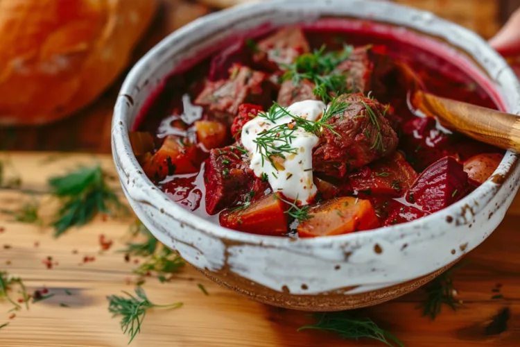Rote-Bete-Eintopf mit Rindfleisch und Kartoffeln