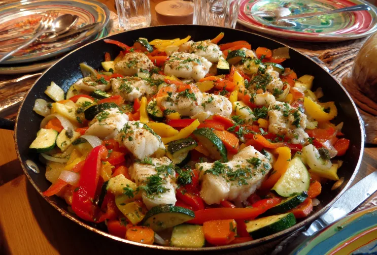 Seelachs-Gemüse-Pfanne