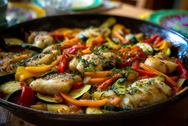 Seelachs-Gemüse-Pfanne