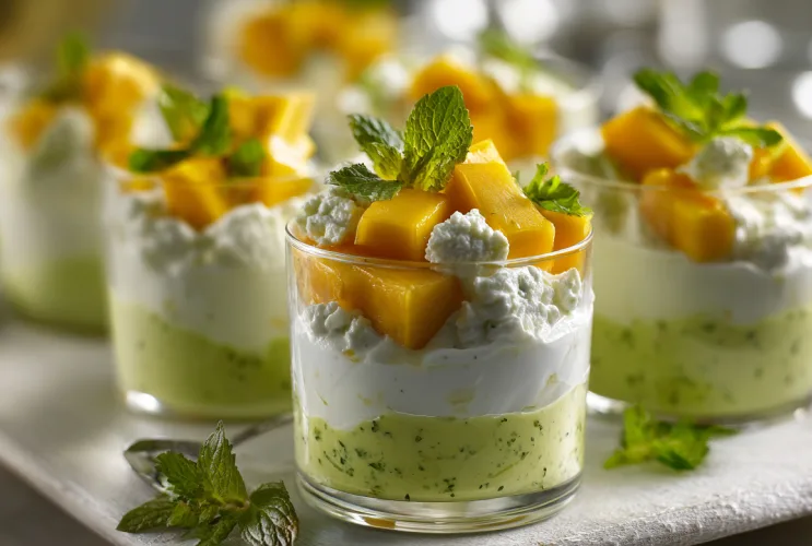 Avocado-Mango-Schicht-Träume mit Ziegenkäse