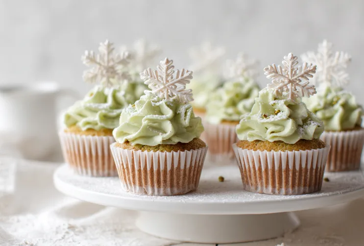 Pistazien-Winterzauber-Cupcakes