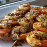Goldbraune Garnelen-Spieße mit Kräuter-Knoblauch-Butter - Meeresfrüchte-Magie für die ganze Familie