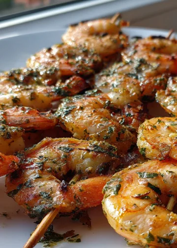 Goldbraune Garnelen-Spieße mit Kräuter-Knoblauch-Butter - Meeresfrüchte-Magie für die ganze Familie