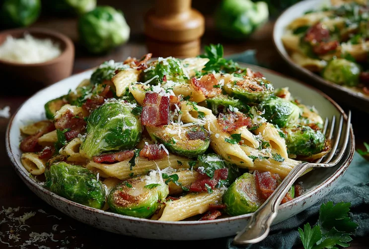 Rosenkohl-Pasta mit Speck